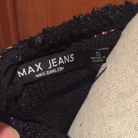 Max Jeans black zip up fancy sweater size small - Picture 3 of 5